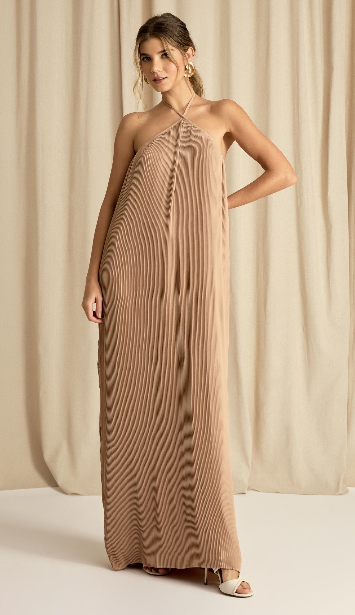 Vestido Alana Caqui