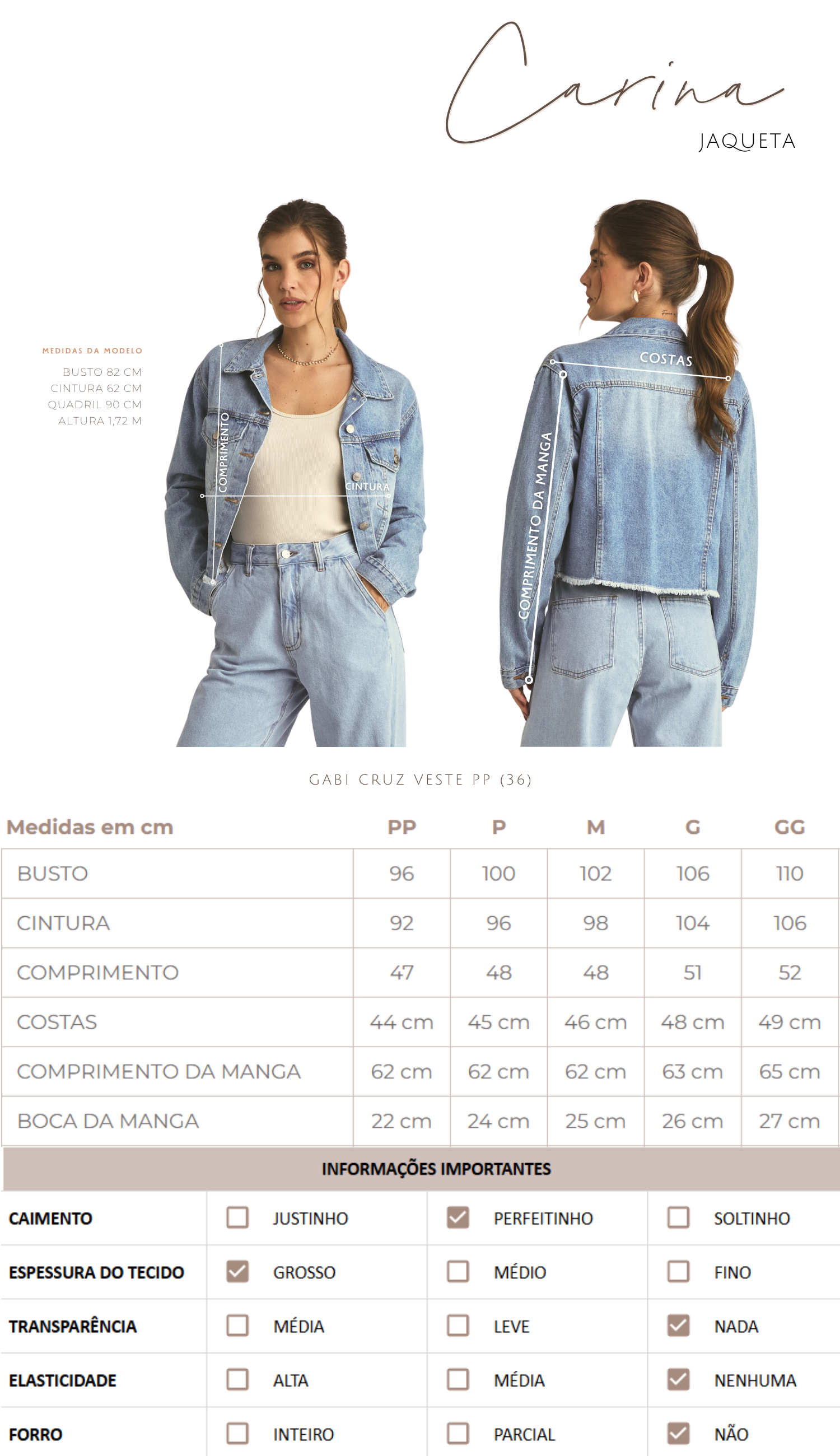 Jaqueta Carina Jeans Escuro